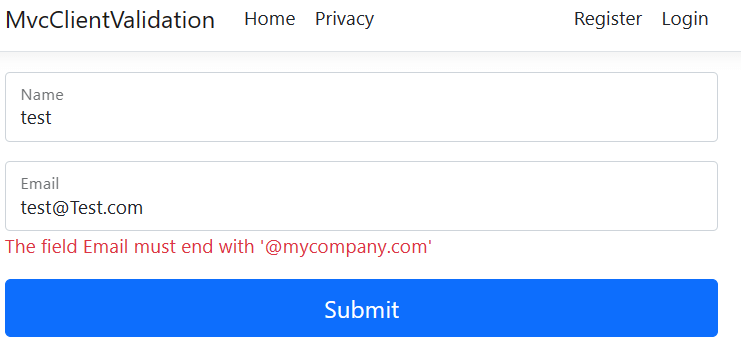 Running the validation on the server side.