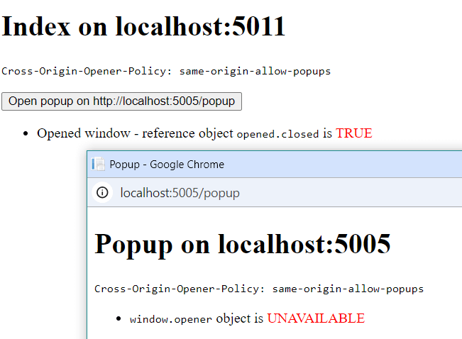 If the opener has same-origin-allow-popups but the popup does not have unsafe-none, they don't share a browsing context