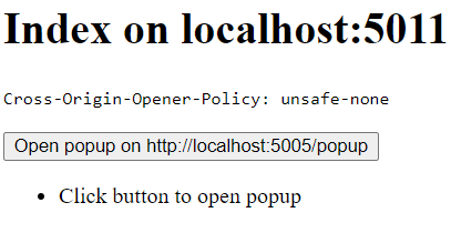 The initial opener page