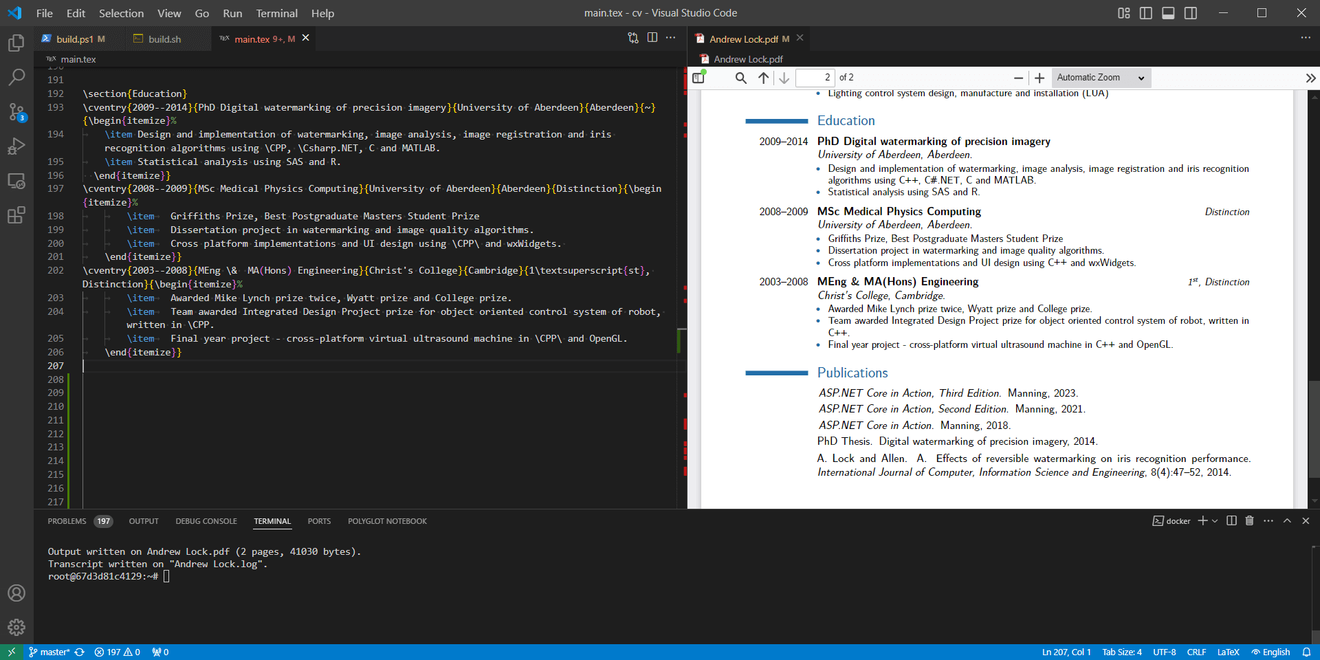An image of my local dev setup using VS Code