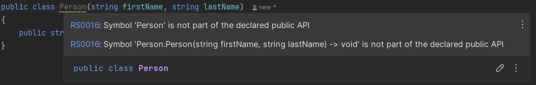 Warnings about public API usage