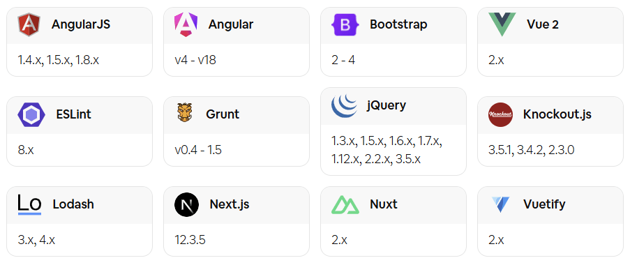 An example of the front-end frameworks supported by HeroDevs