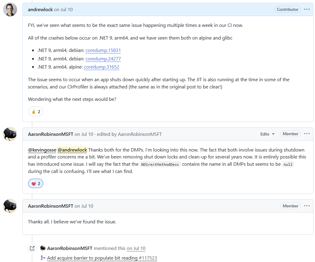 Resolving an issue in the .NET runtime
