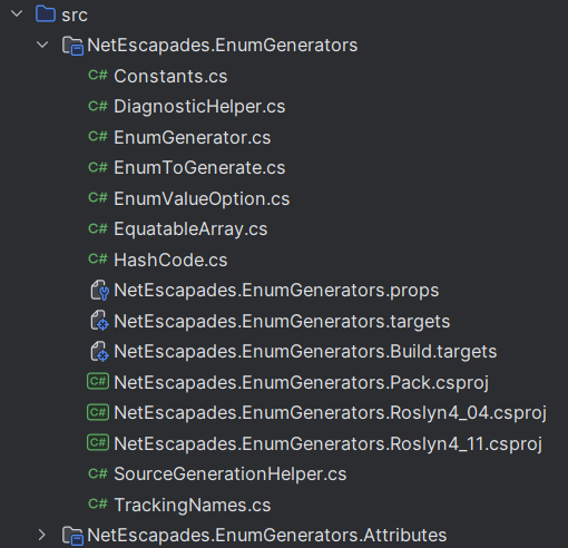 The filesystem of the updated solution, showing the files are side-by-side