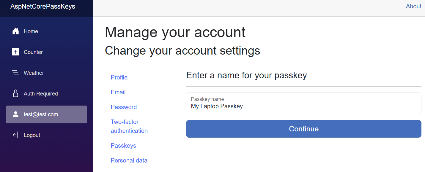 Naming a newly-enrolled passkey