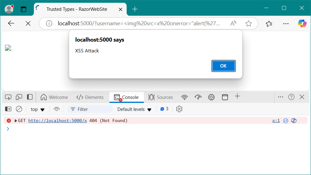 An example that demonstrates executing scripts finding its way into the DOM