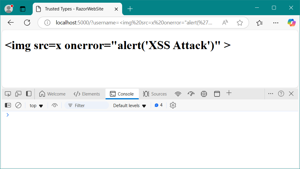 An example that shows a safe way to add to the DOM using safe APIs