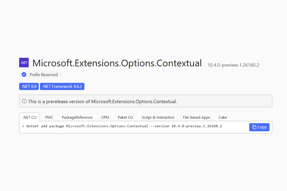 Configuring contextual options with Microsoft.Extensions.Options.Contextual