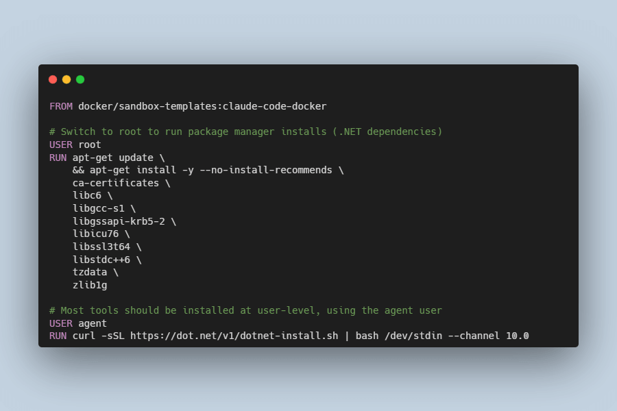Banner image for Running AI agents with customized templates using docker sandbox