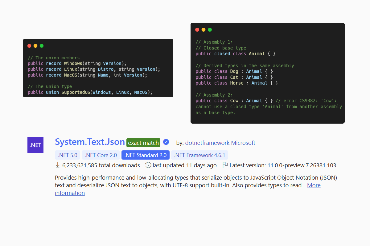Banner image for The pain of serializing unions and closed class hierarchies with System.Text.Json