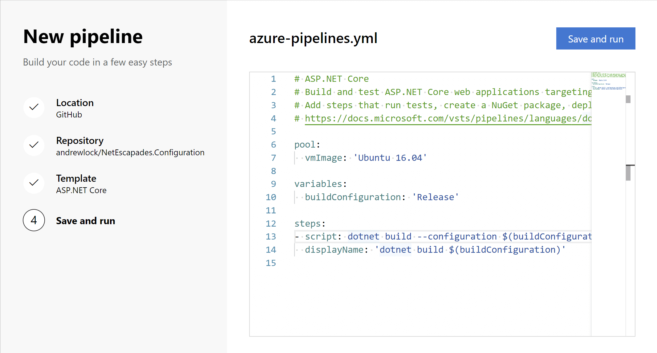 The default ASP.NET Core template