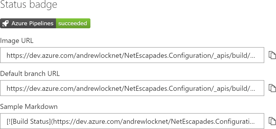 Sample build badge markdown