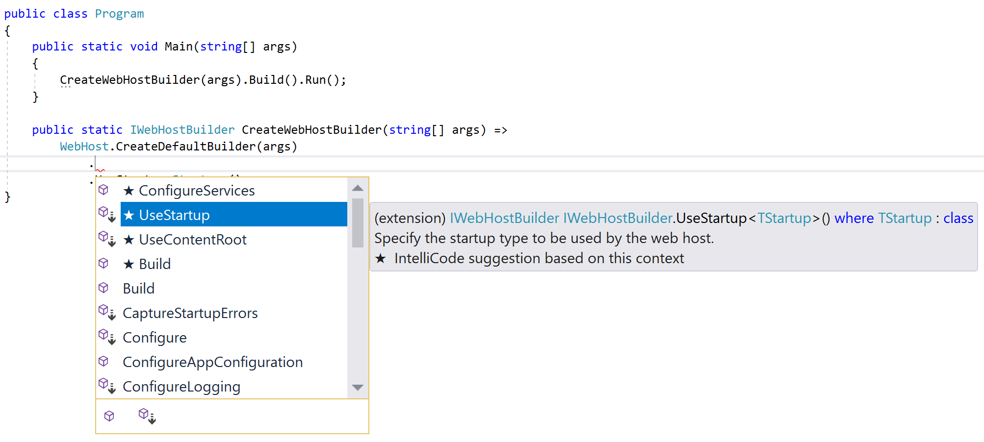 Assisted IntelliSense with IntelliCode