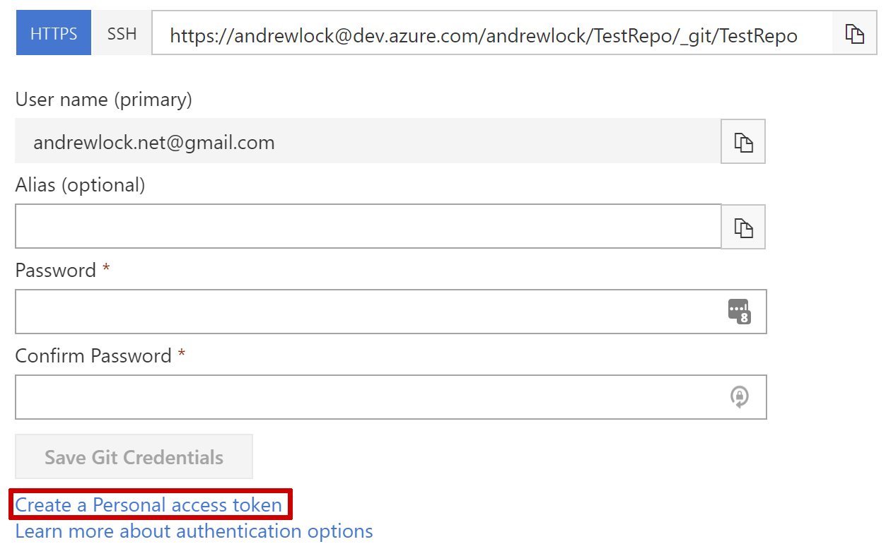 Create Git credentials