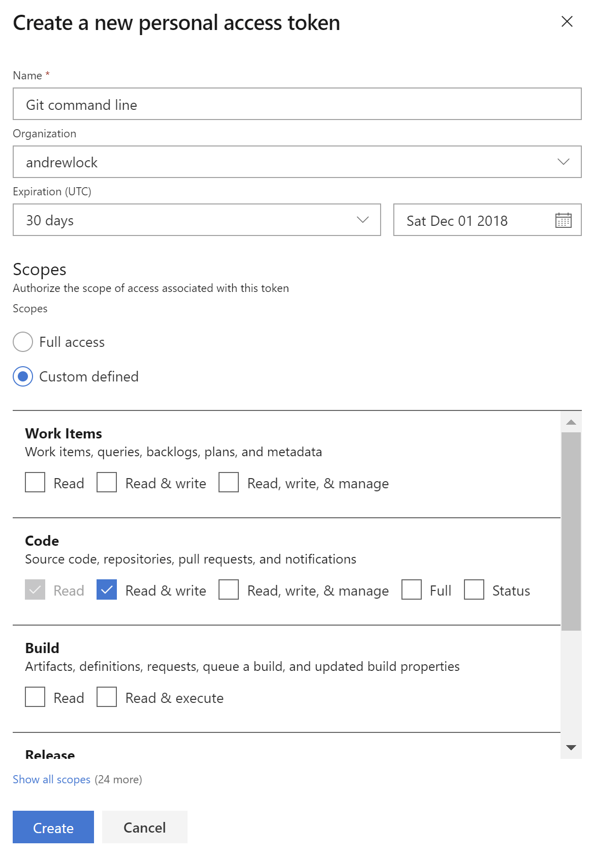 Create a personal Access Token
