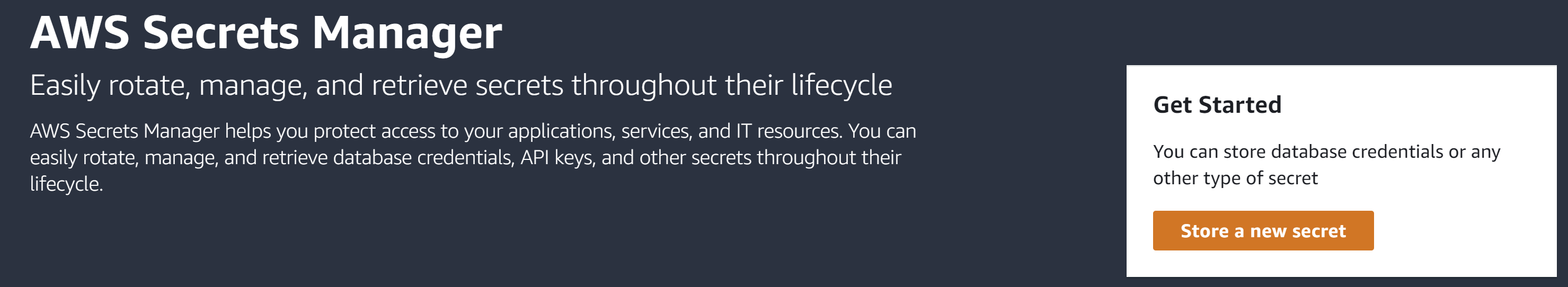 AWS Secrets Manager Home Page